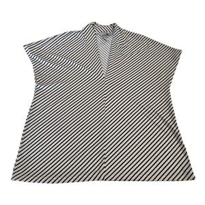 H&M Striped V-Neck Kimono Sleeve Top Blouse Black White Women's Size M